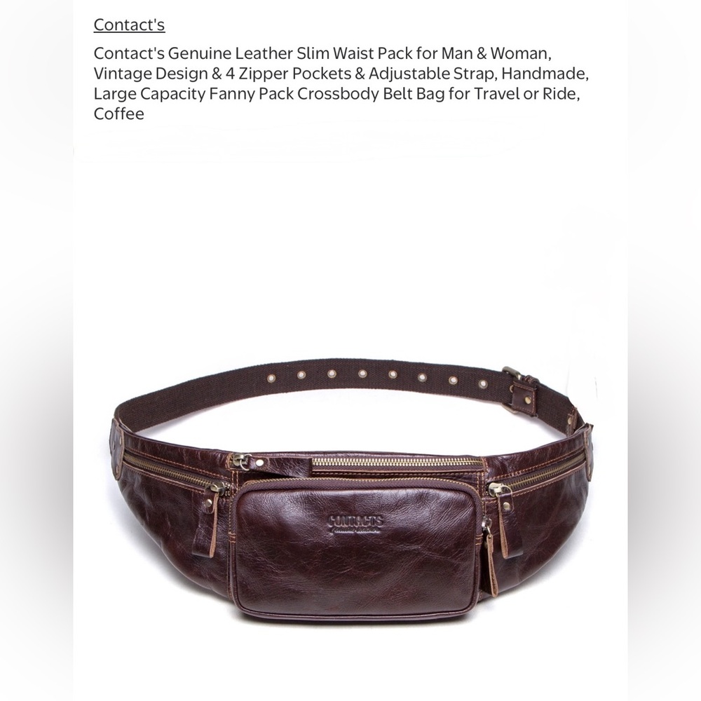 Leather Waist Bag Fanny Pack in Coffee Brown - Men Bags
